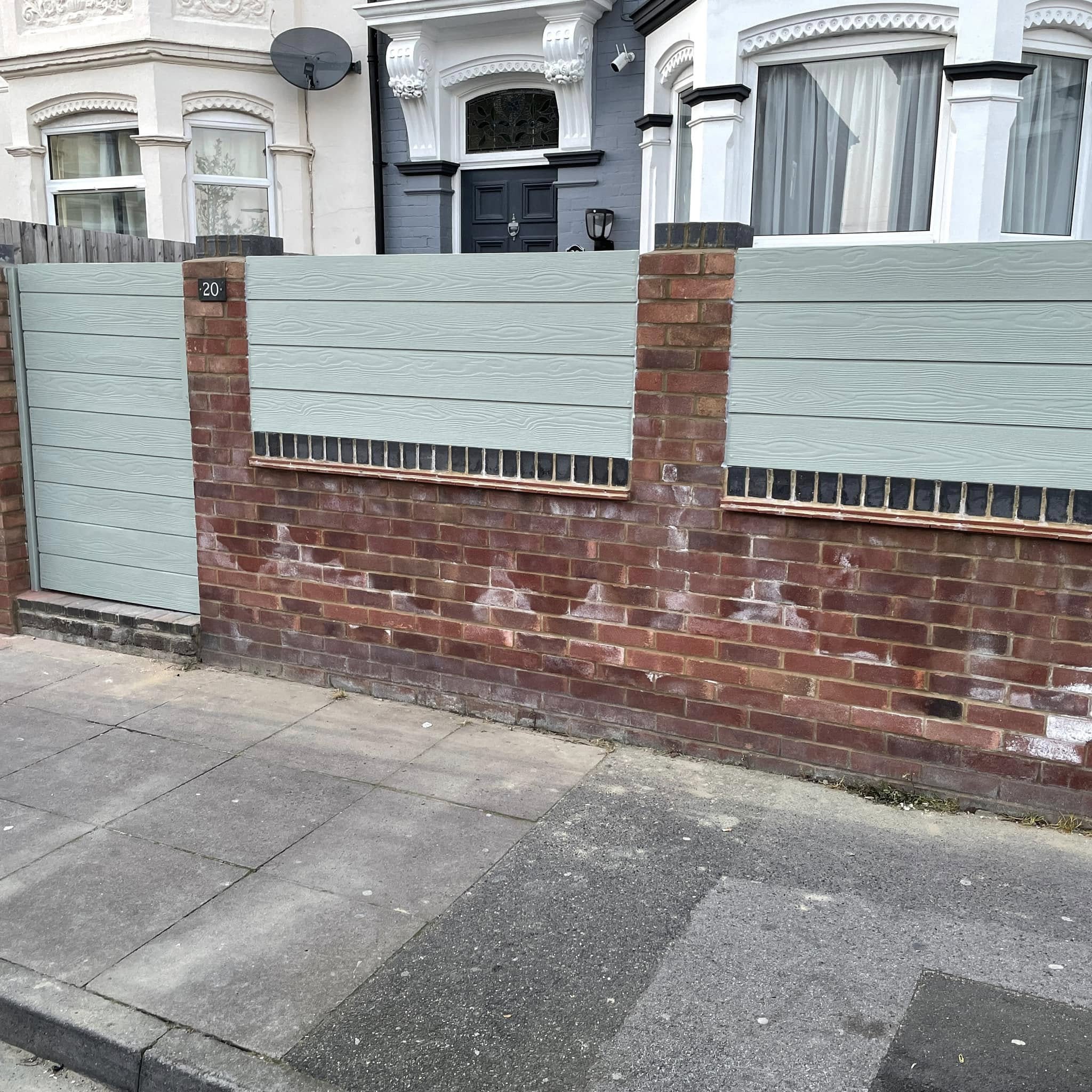 Composite front fencing on brick wall