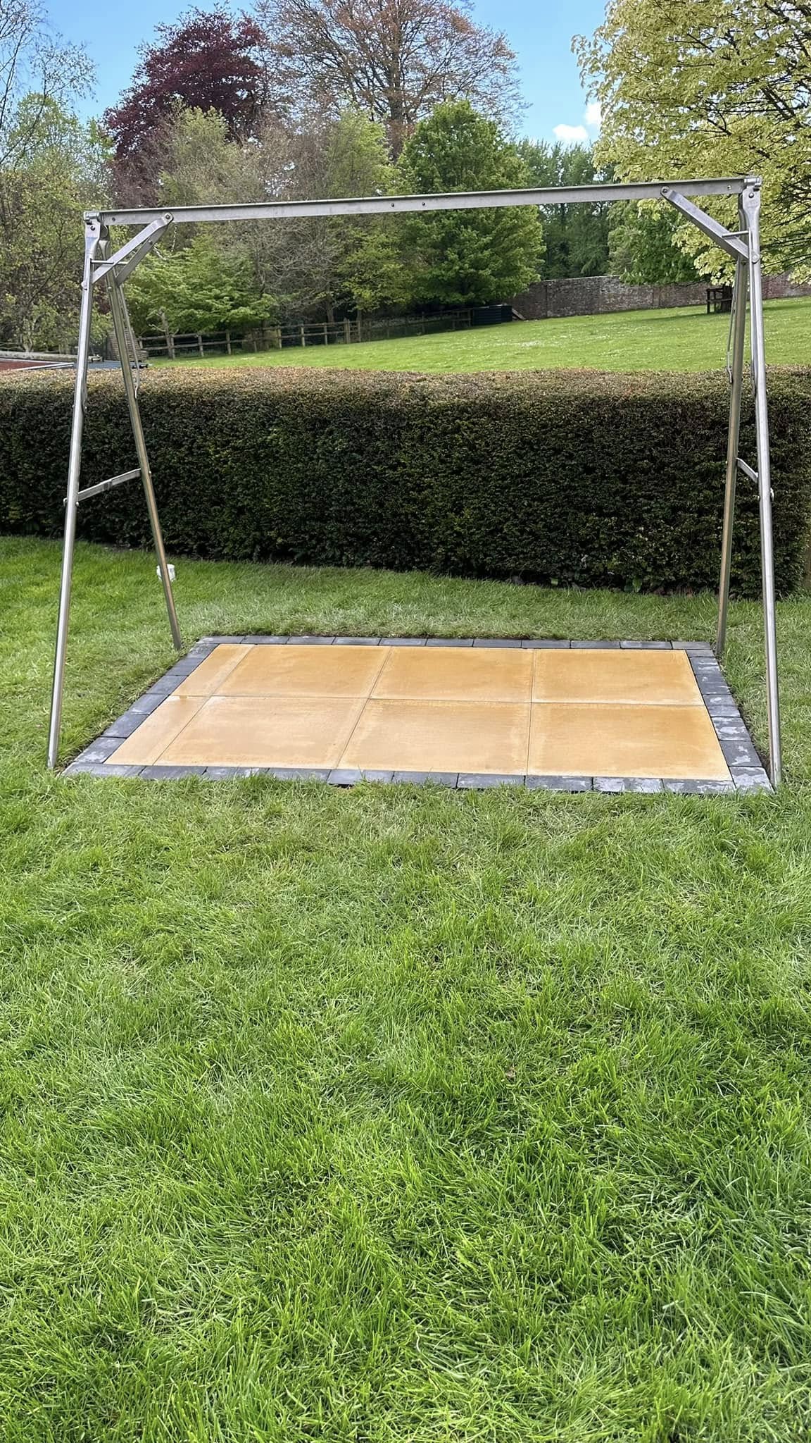 Garden base ready for a swing frame