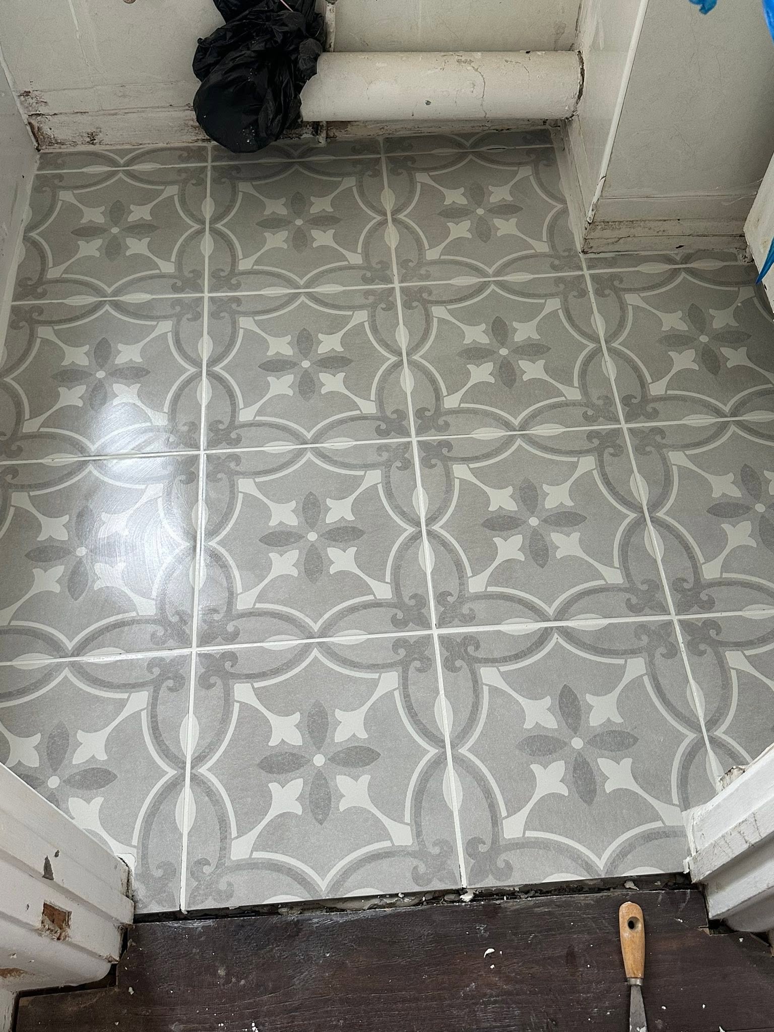 Patterned utility room floor tiles